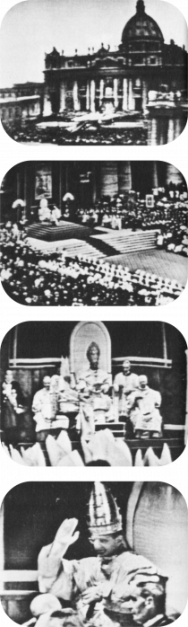 Four telesnaps of the coronation of the pope