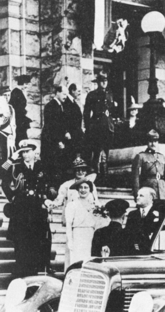 The King and Queen on some steps