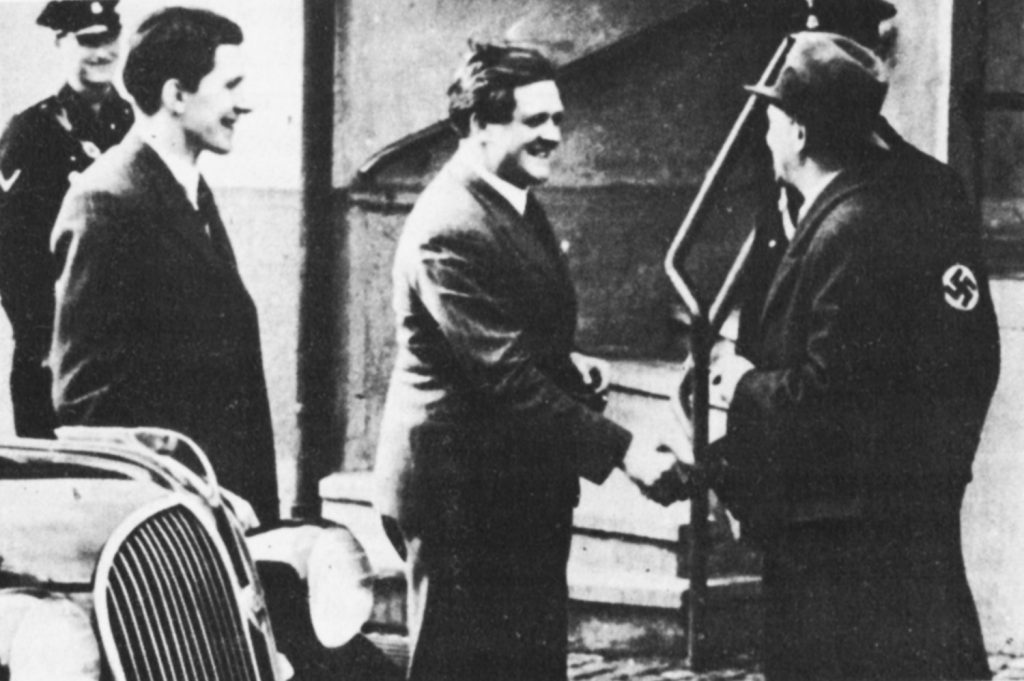 Dimbleby and Howarth meet Nazi guards