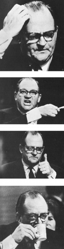 Four images of Richard Dimbleby in close-up